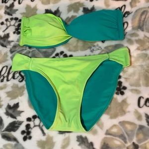 Green and blue bikini set